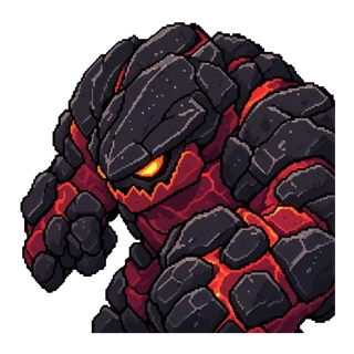 Brakalis, a giant of cracked black stone with magma showing through.