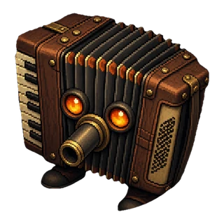 Brakoro, a brass bellows machine with glowing vents.