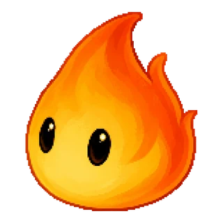 Kryx, a small hovering flame with dark eyes.